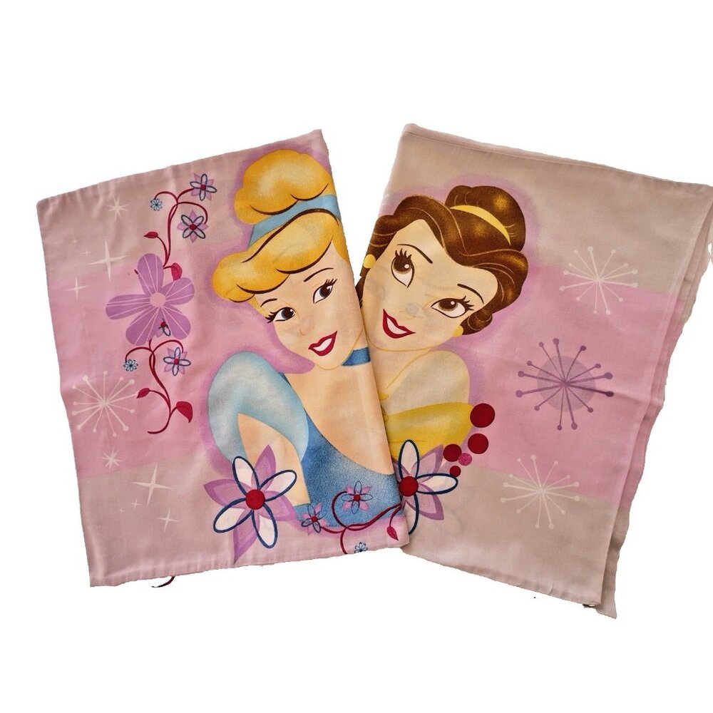 3 Pc DISNEY PRINCESS Sheet Set TWIN Flat & PAIR of 2-Sided Standard Pillowcases - Picture 13 of 16